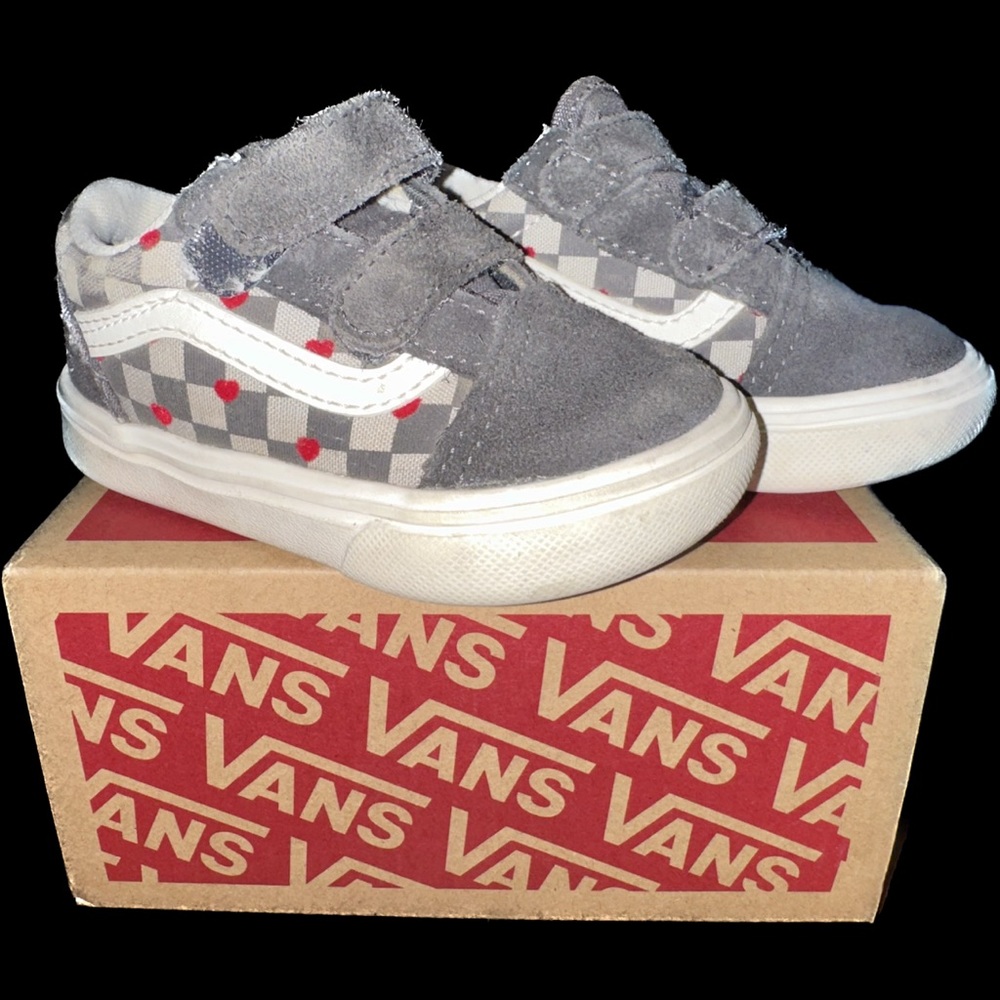 Toddler Velcro Heart and Checkers Vans